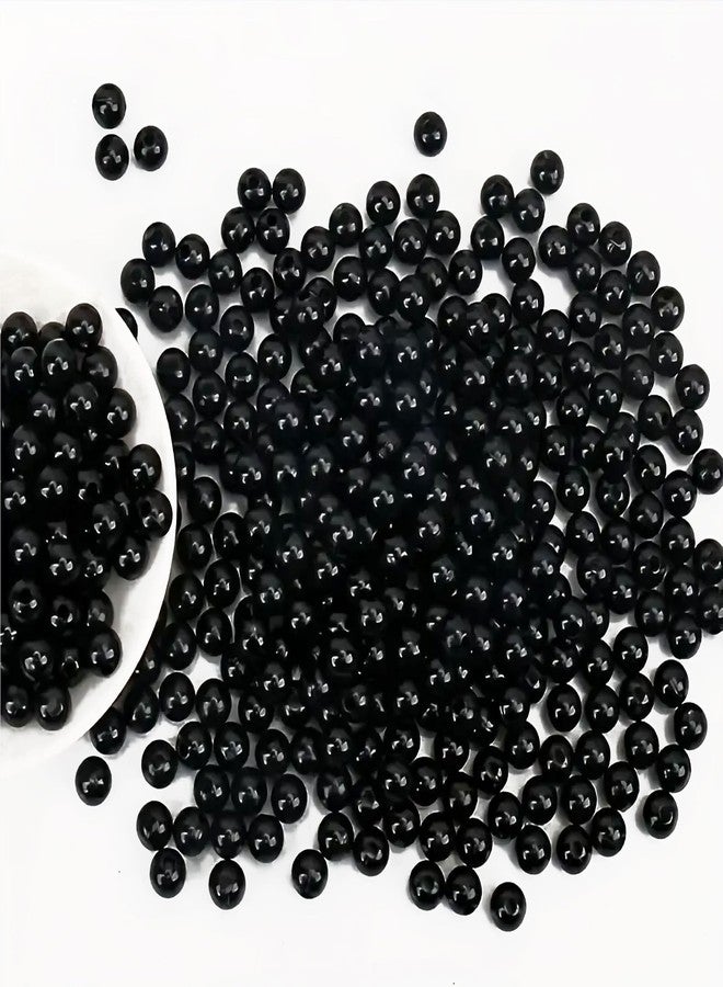 Indikonb Round Pearl Moti | Black Acrylic Faux Pearls (3MM-10MM) | Beads for Bracelet Making, DIY Jewelry, Mala & Rakhi Craft (6MM) - Image 1